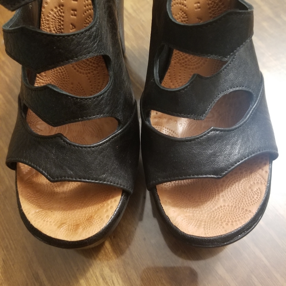 Black Leather Chie Mihara Cut Out Platform Sandals
